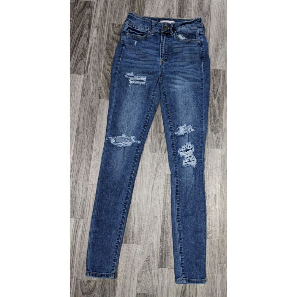 (3/$35) SO Skinny Distressed‎ High Rise Denim Blue Jeans Jeggings